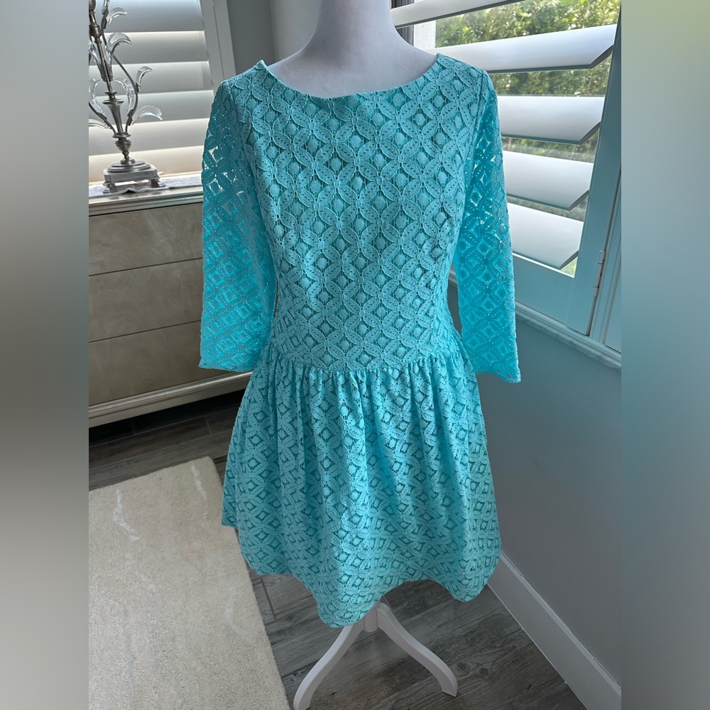 Lilly Pulitzer Turquoise Lace Fit-And-Flare Dress